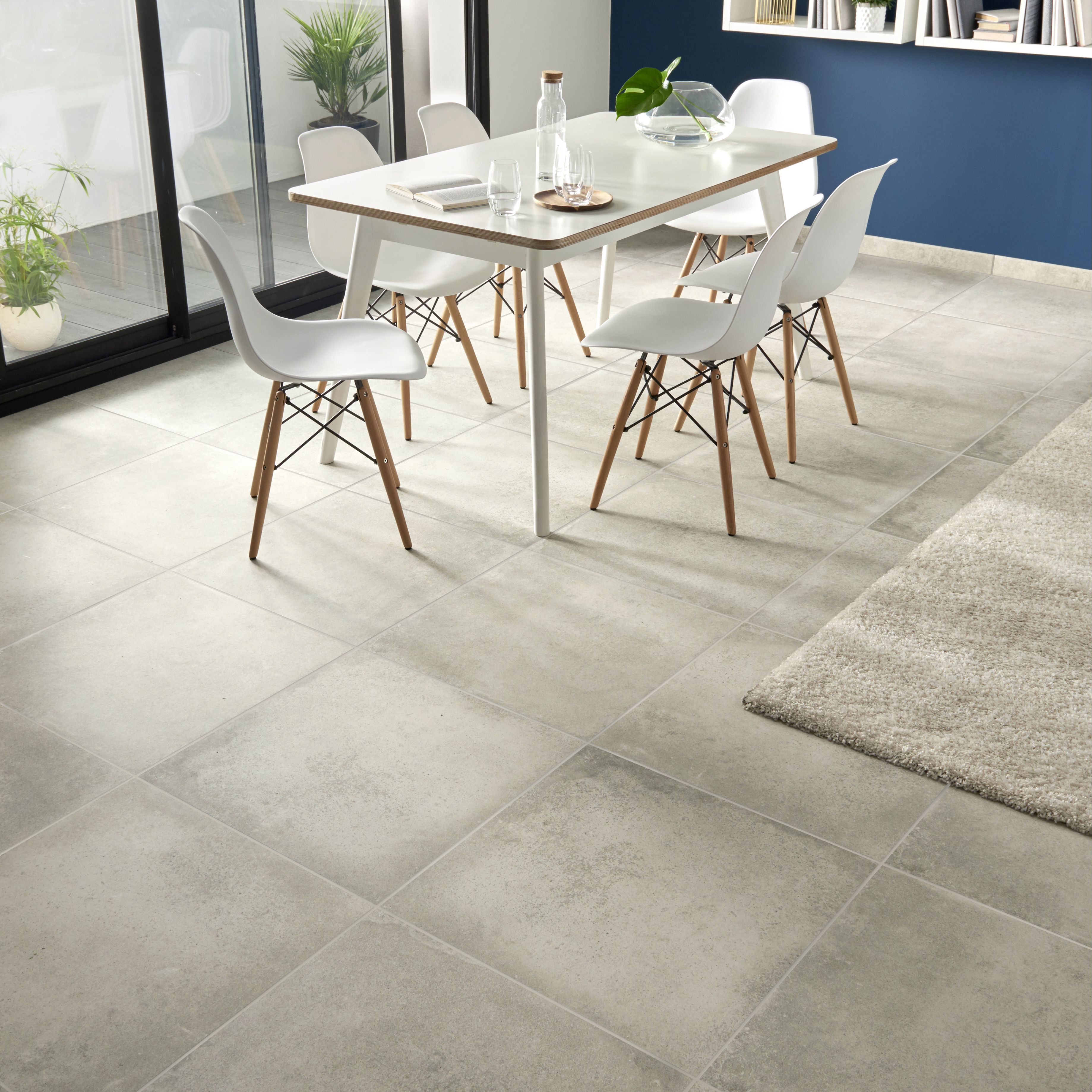 Colours Kontainer Light grey Matt Flat Concrete effect Textured Porcelain Indoor Wall & floor Tile - 9