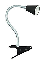 Colours Koro Goose neck Gloss Black LED Clip-on desk lamp