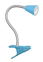 Colours Koro Goose neck Gloss River blue LED Clip-on desk lamp