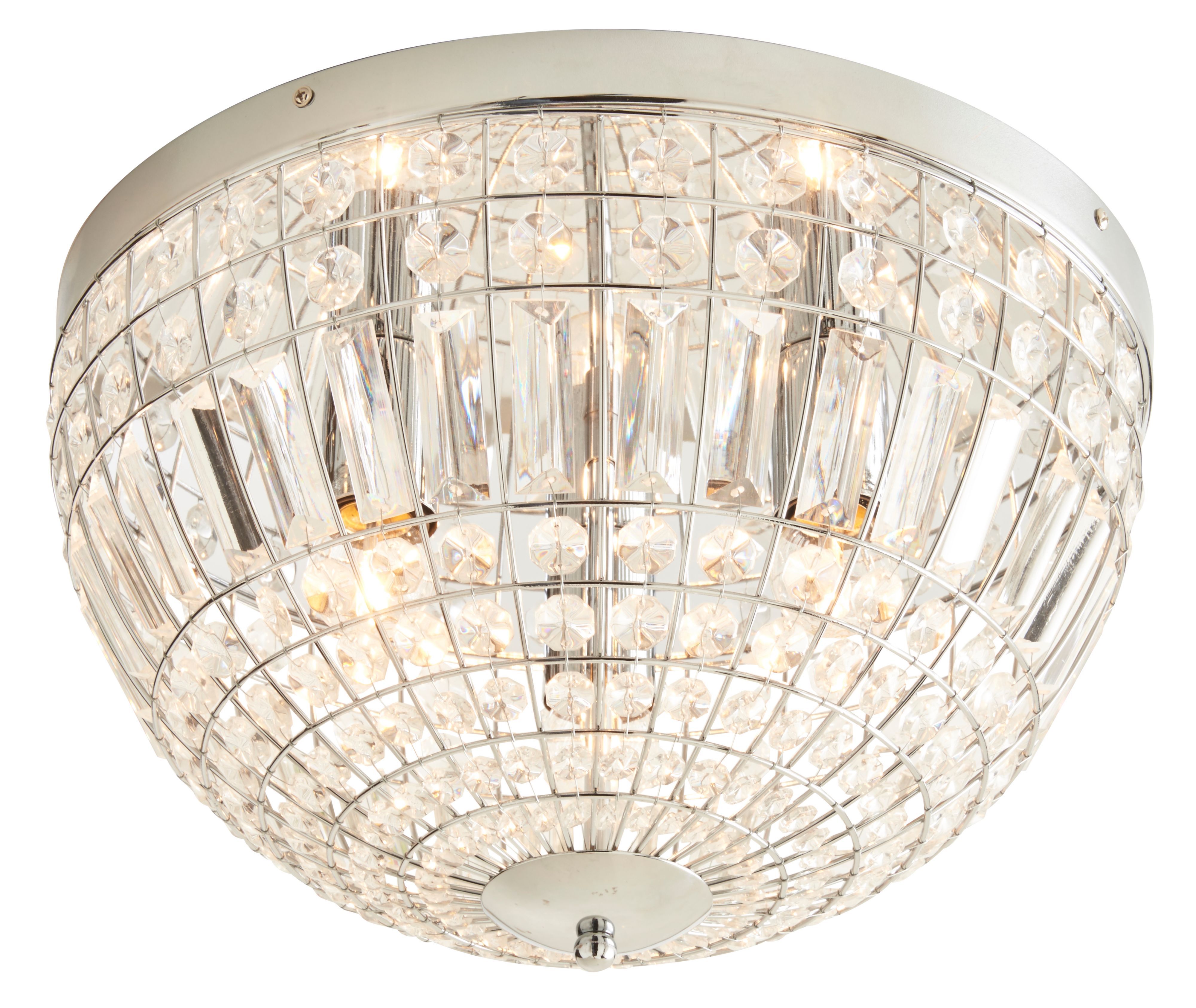 Colours Kryos Brushed Glass & metal Chrome effect 3 Lamp Ceiling light