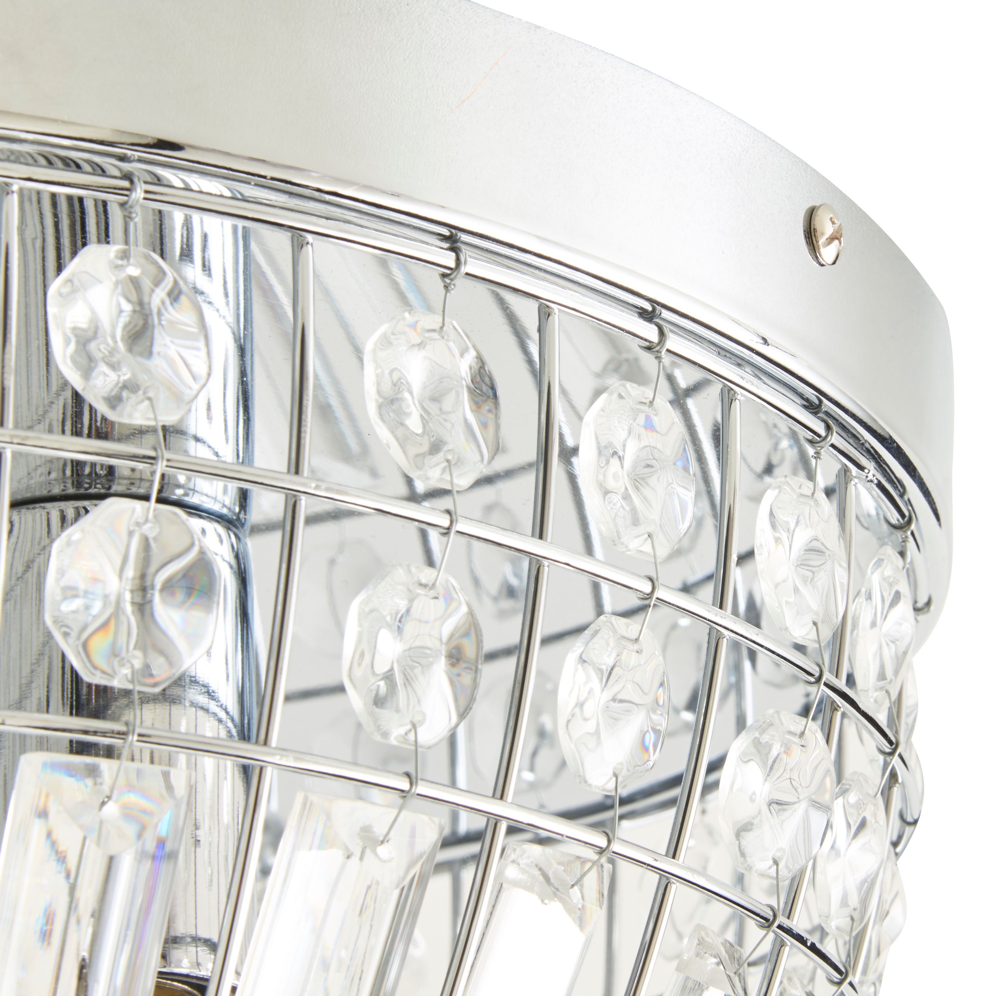 Colours Kryos Brushed Glass & metal Chrome effect 3 Lamp Ceiling light