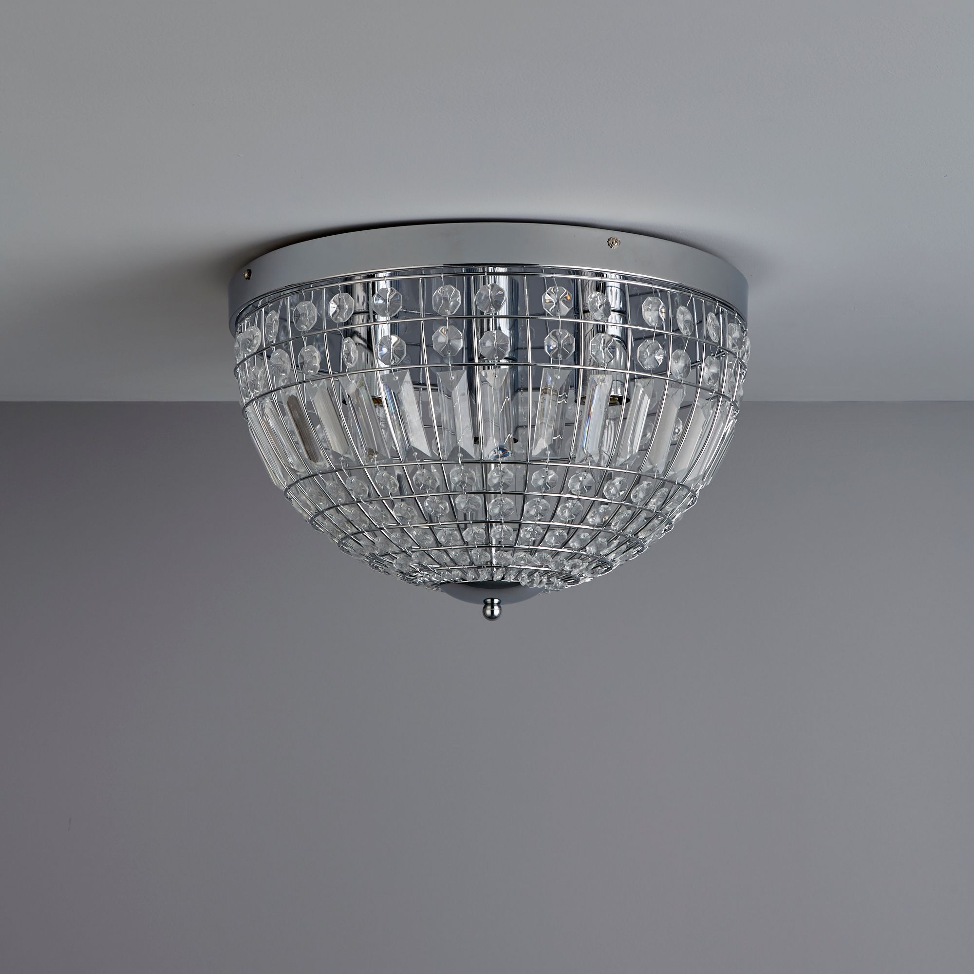 Colours Kryos Brushed Glass & metal Chrome effect 3 Lamp Ceiling light