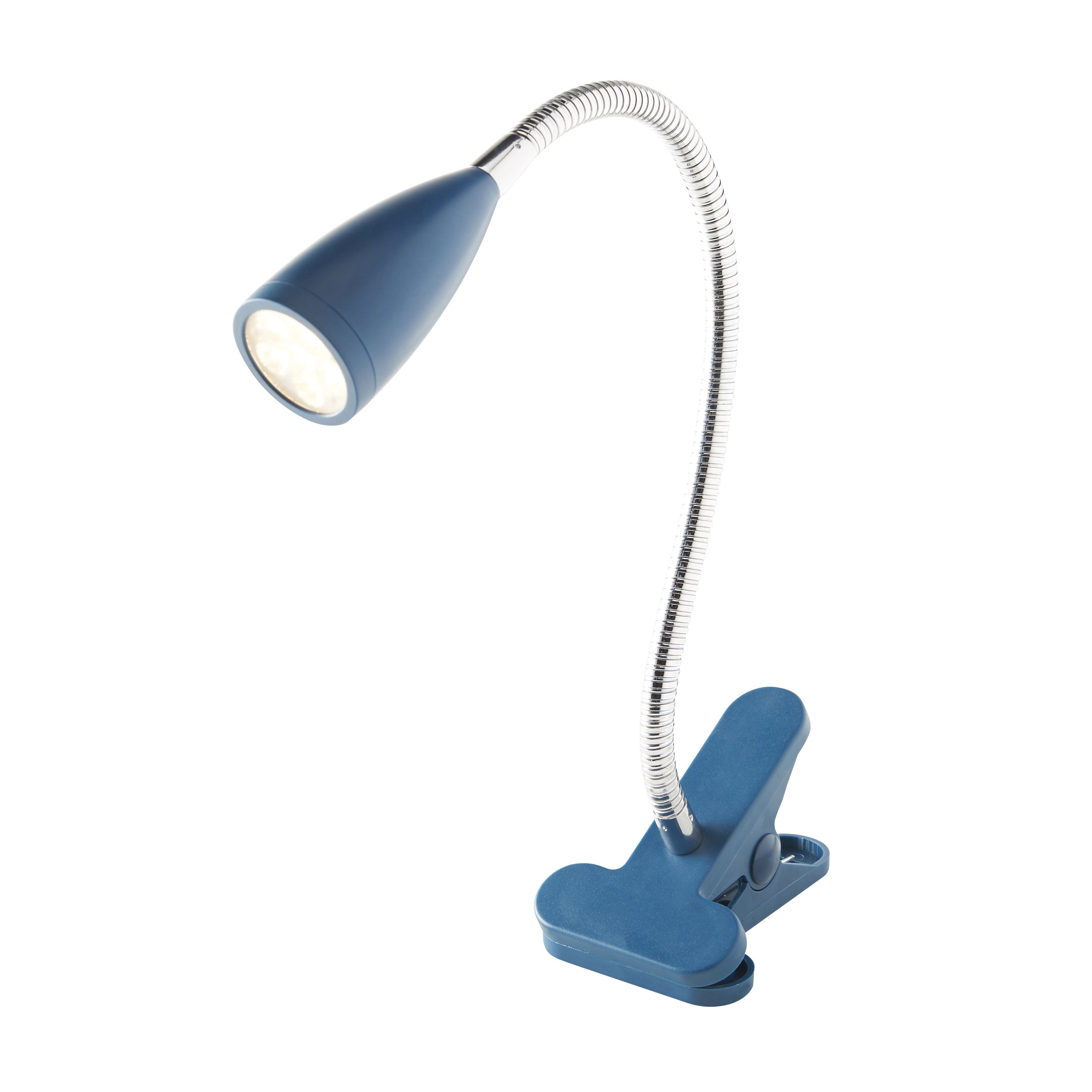 Colours Kulm Matt Blue LED Clipon desk lamp DIY at B&Q