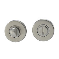 Colours Lagow Satin Stainless steel Bathroom Turn & release lock (Dia)53mm, Pair