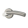 Colours Lannion Chrome effect Stainless steel Curved Latch Push-on rose Door handle (L)128.1mm, Pair