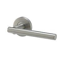 Colours Lantic Matt Stainless steel Straight Latch Push-on rose Door handle