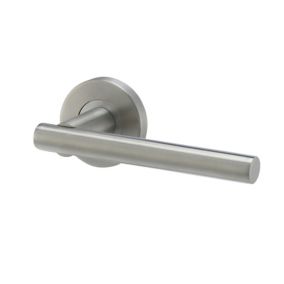 Colours Lantic Matt Stainless steel Straight Latch Push-on rose Door handle