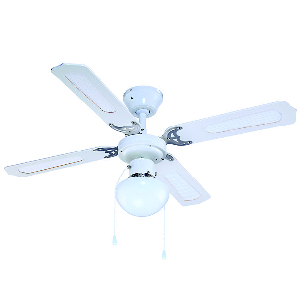 Colours Lari Traditional White Ceiling, Ceiling Fan Lamp
