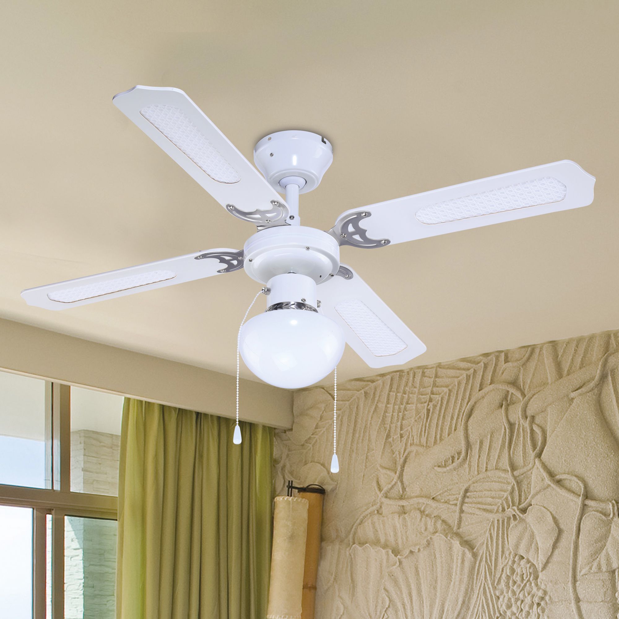 Colours Lari Traditional White Ceiling fan light