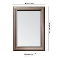 Colours Laverna Brown Rectangular Framed Mirror (H)1070mm (W)760mm