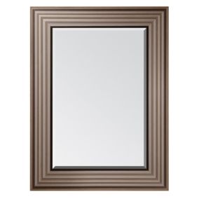 Colours Laverna Brown Silver effect Ridged Rectangular Framed Mirror (H)82cm (W)62cm
