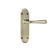 Colours Leba Antique brass effect Steel Straight Latch Door handle (L)116mm, Pair