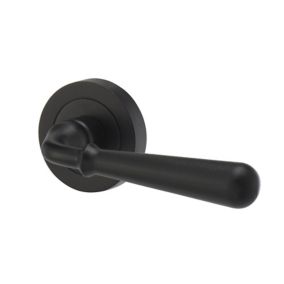 Colours Leba Black Iron effect Aluminium Straight Latch Door handle (L)116mm