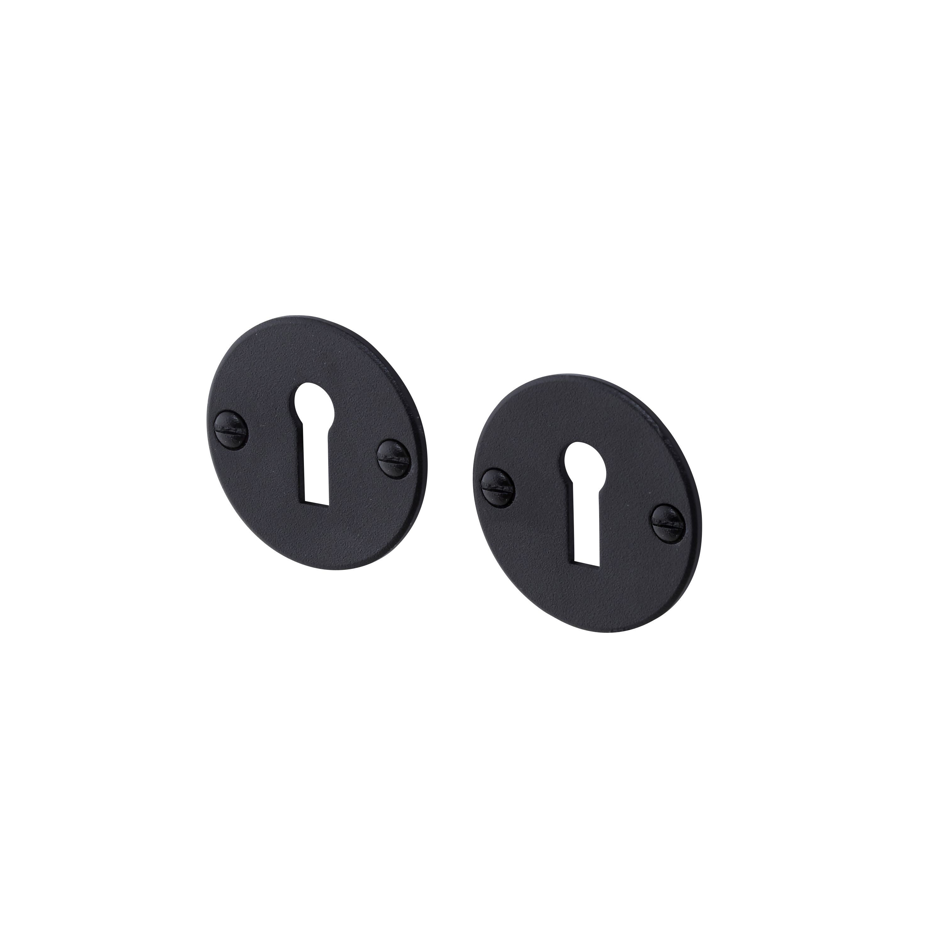 Colours Leba Black Iron effect Zamak Door escutcheon (Dia)48mm, Pack of 2