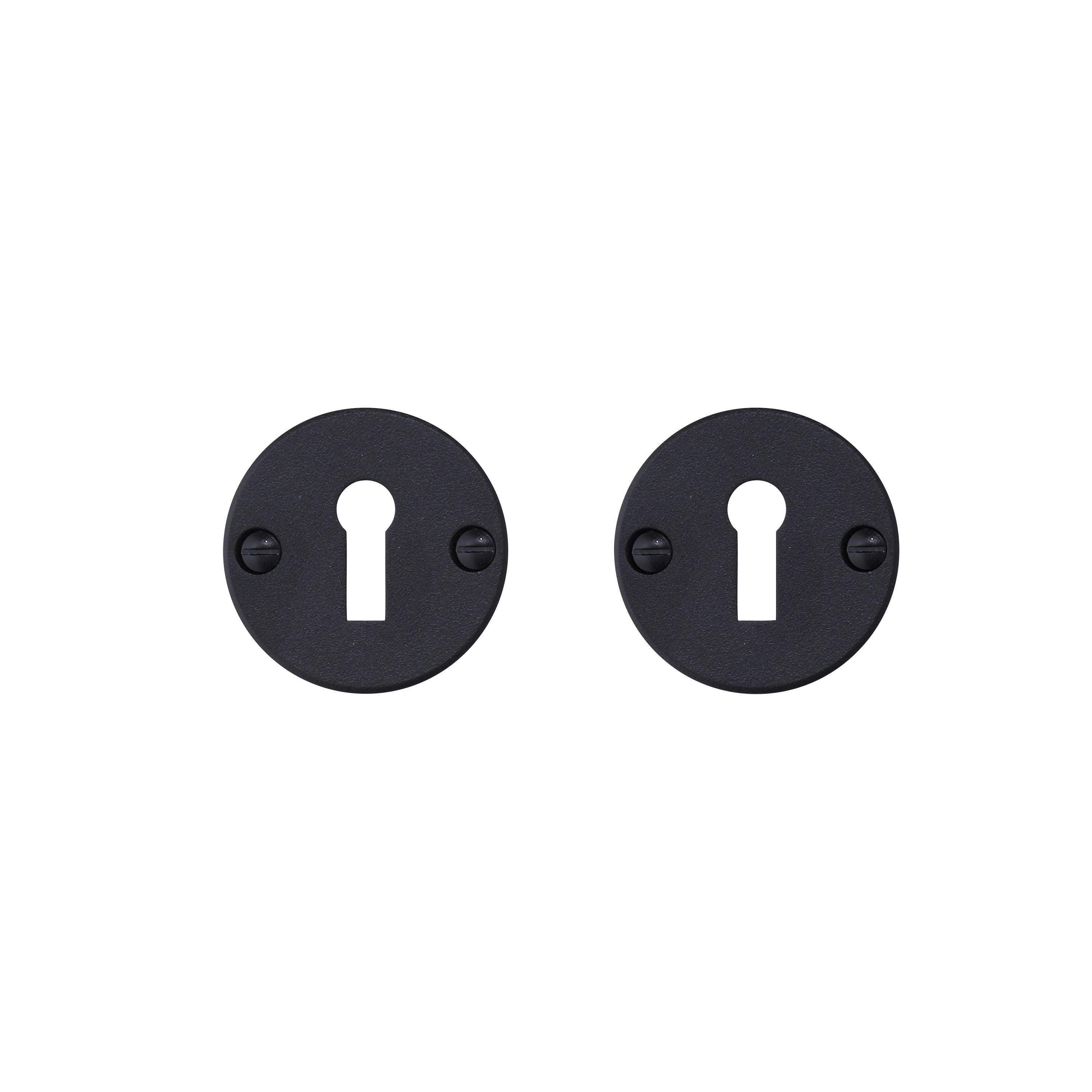 Colours Leba Black Iron effect Zamak Door escutcheon (Dia)48mm, Pack of 2