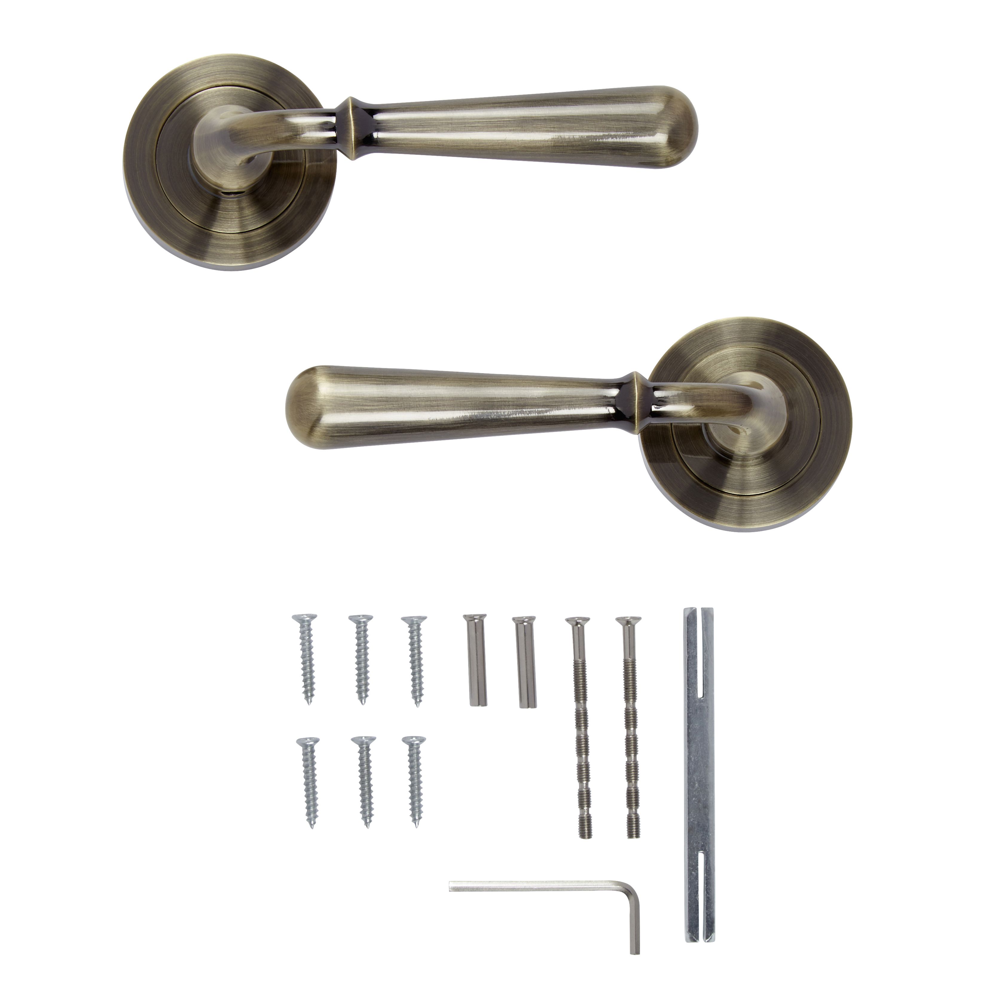 Colours Leba Brass effect Aluminium Straight Latch Door handle (L)116mm - 3