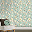 Colours Leona Teal Floral Smooth Wallpaper