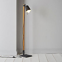 Colours Liber Black Wood effect Floor lamp