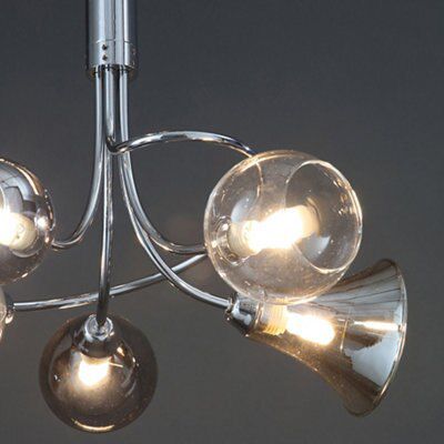 Colours Lilie Modern Glass & metal Chrome effect 5 Lamp Ceiling light