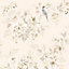 Colours Liora Natural Birds on floral trail Glitter effect Wallpaper