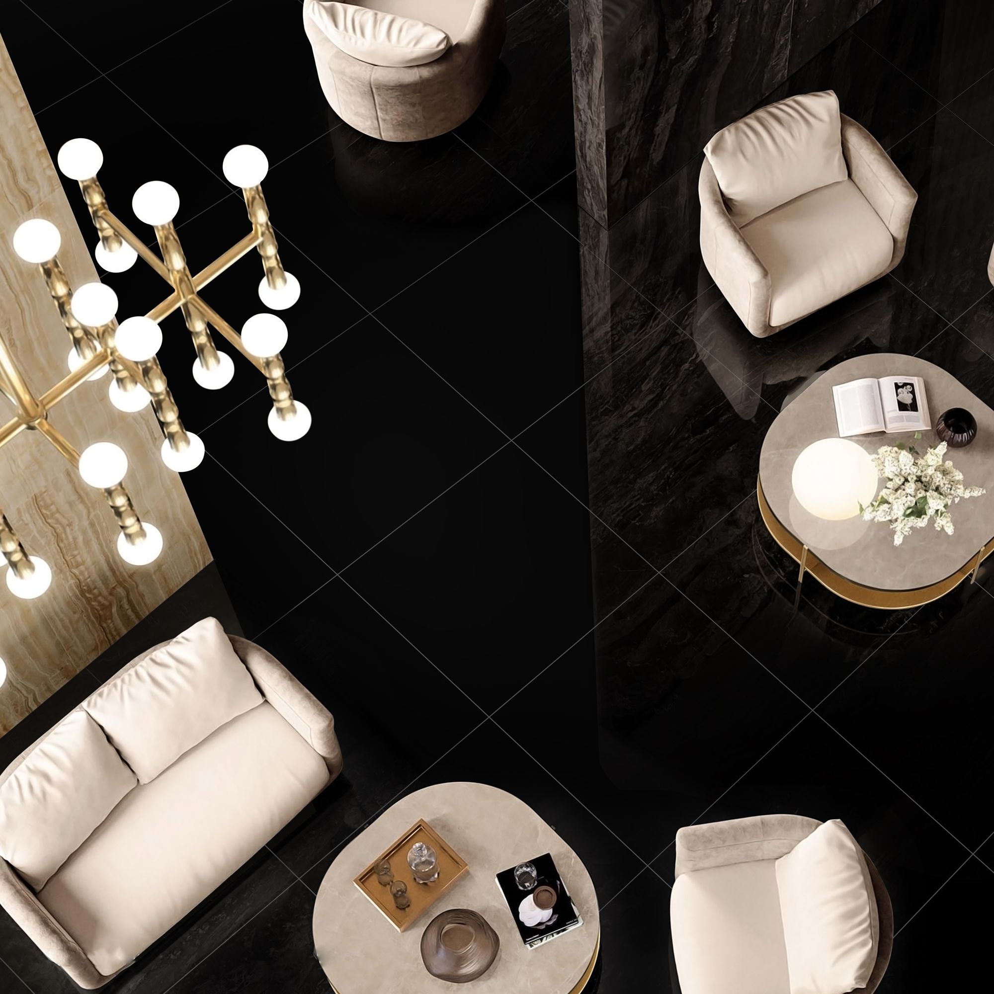 Colours Livourne Black Plain Porcelain Wall & floor Tile Sample - 5