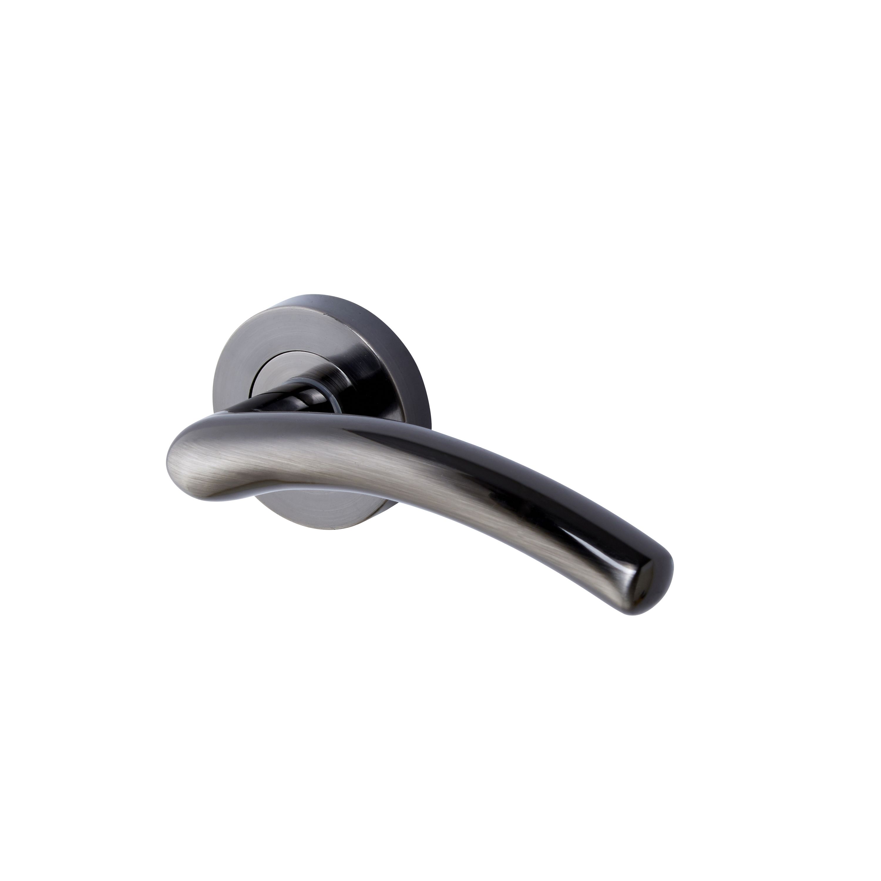 Colours Liw Satin Black Iridium Curved Latch Pushon rose Door handle