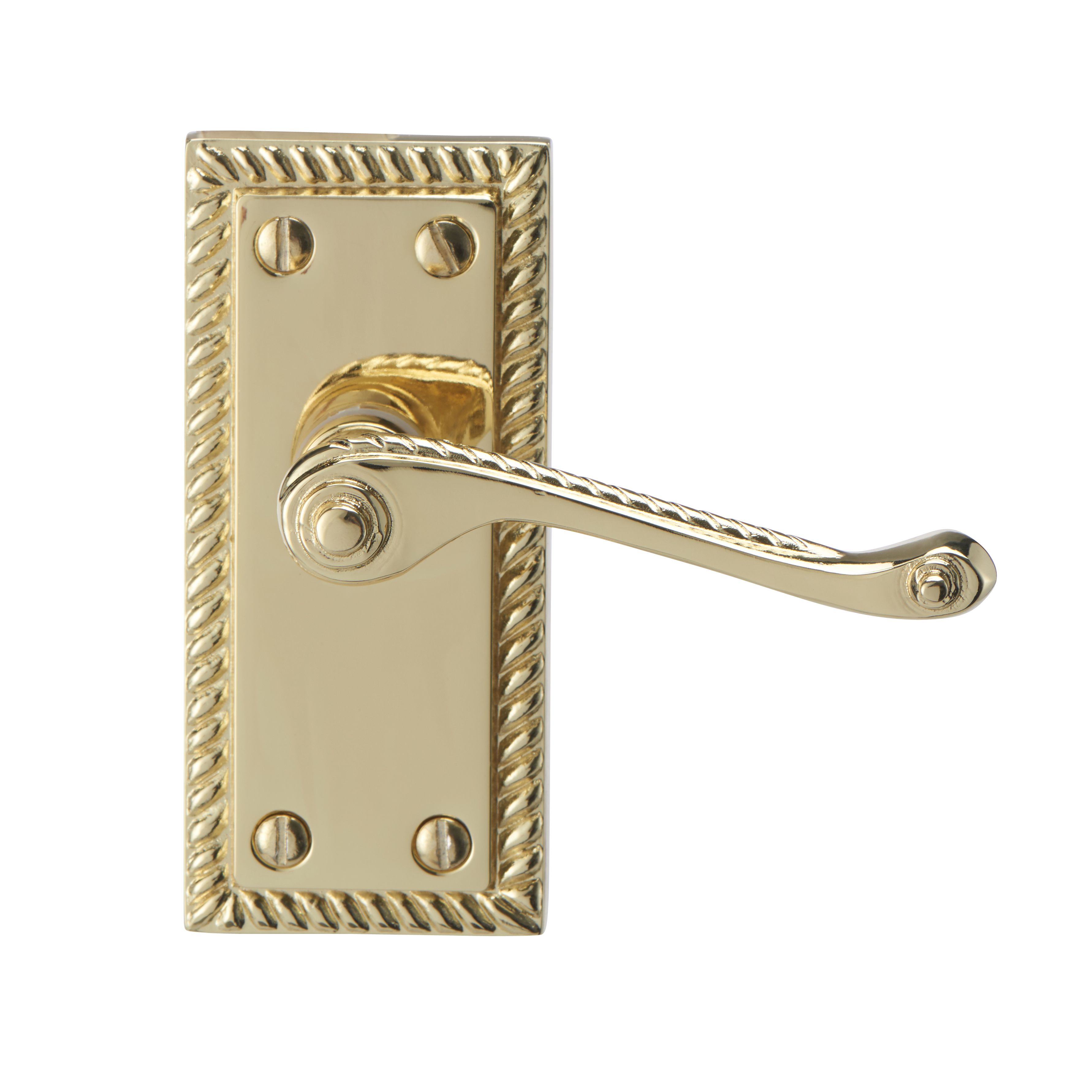 Colours Louga Polished Brass Effect Zamac Scroll Latch Door Handle (L ...