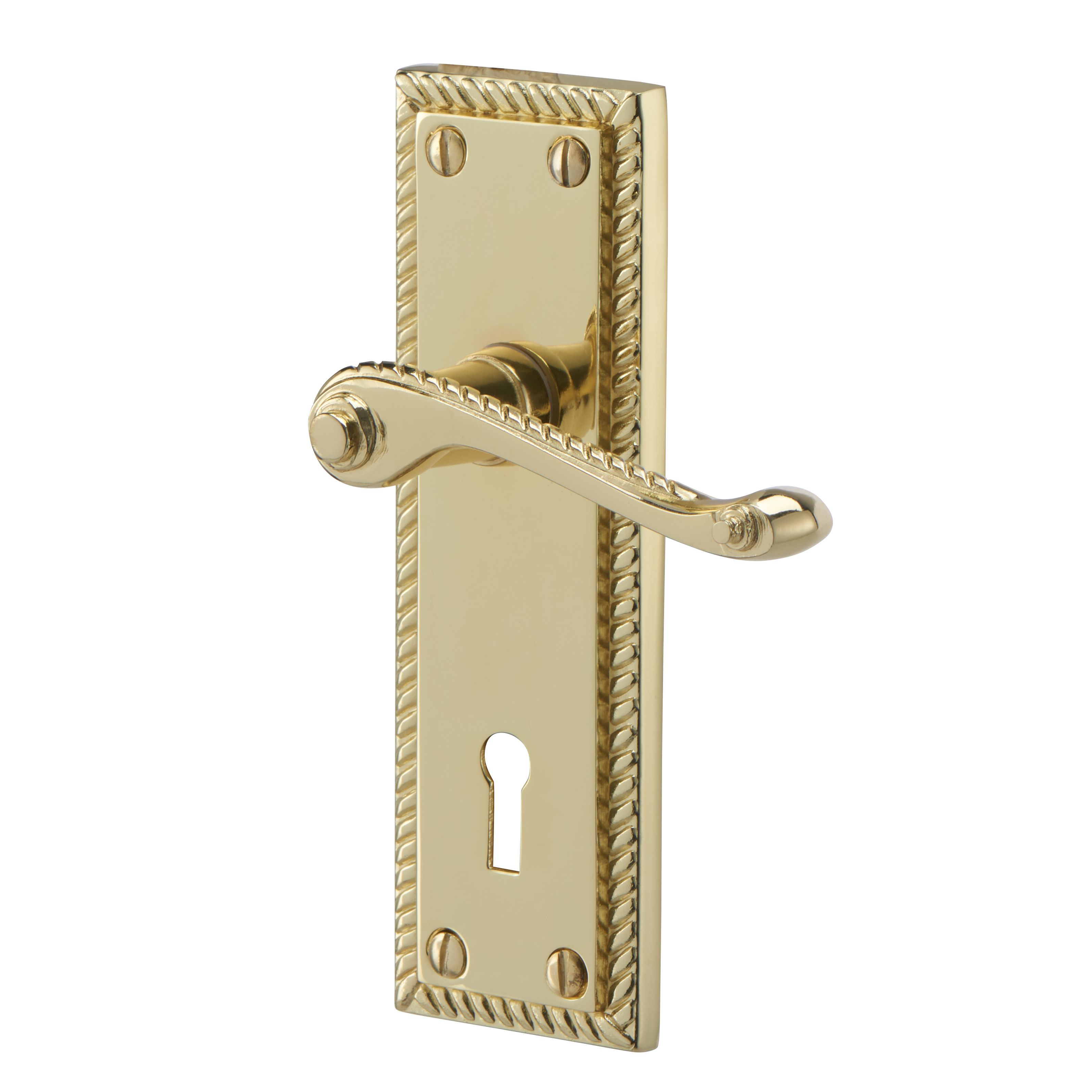 Colours Louga Polished Brass effect Zamak Scroll Door handle (L)92mm (D)58mm