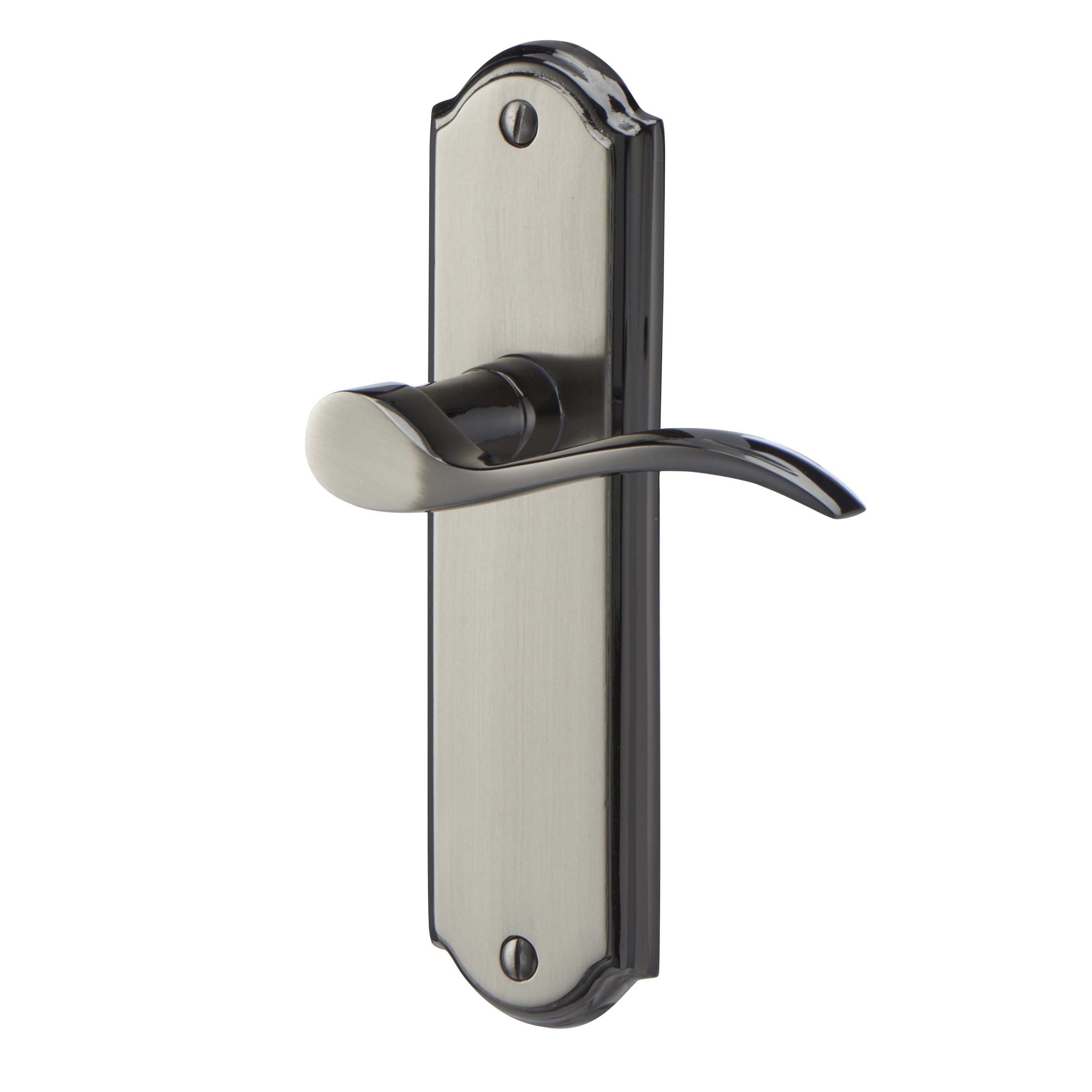 Colours Lutol Satin Black Iridium effect Brass Scroll Latch Door handle