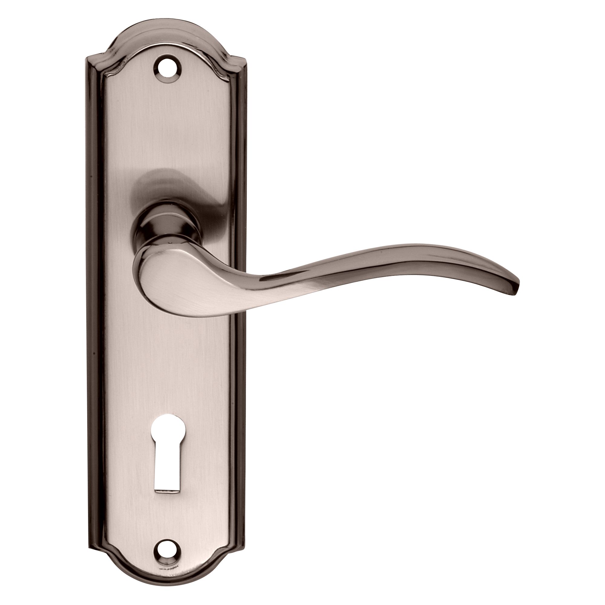Colours Lutol Satin Black Iridium Effect Brass Scroll Lock Door Handle L 104mm Pair Diy At B Q
