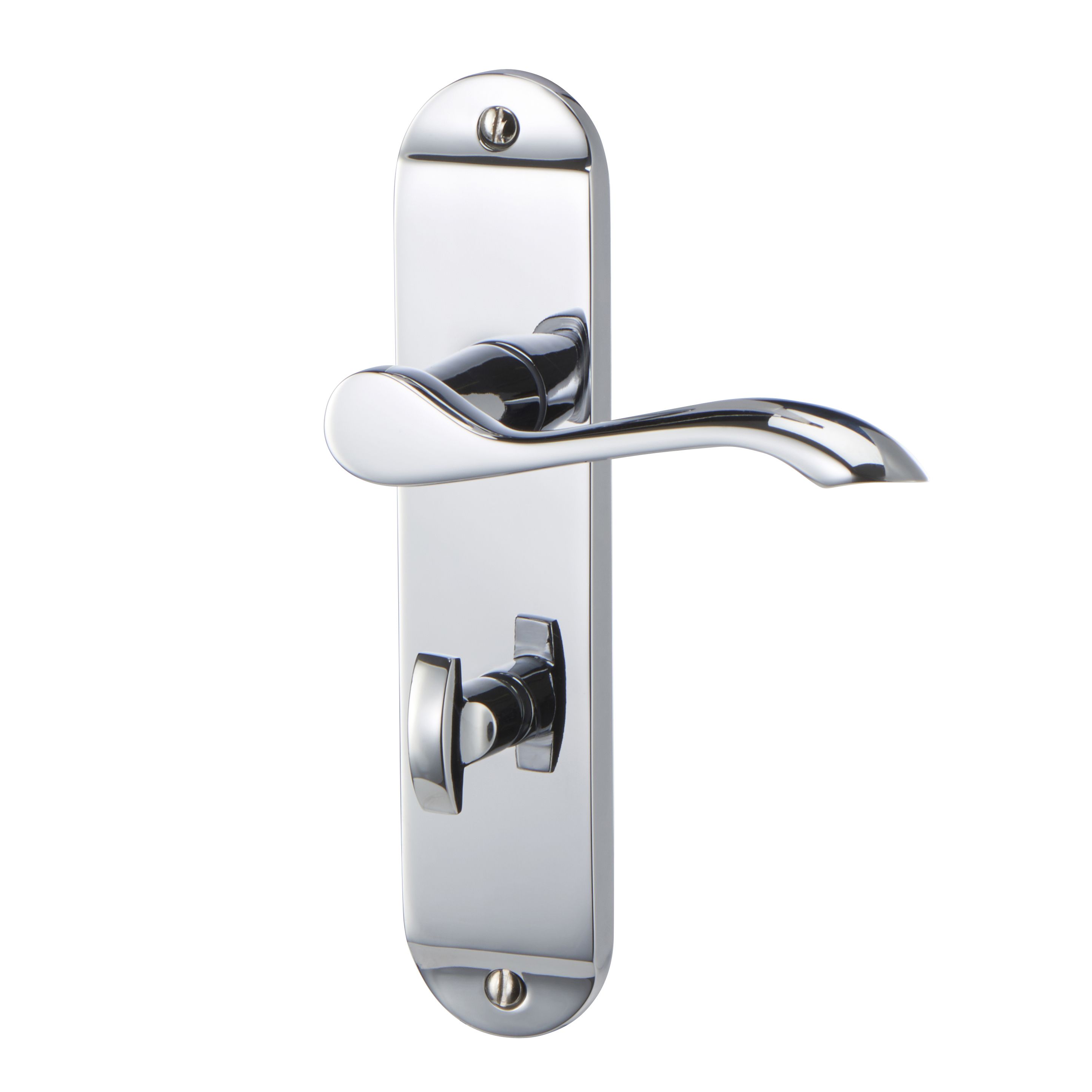 Colours Lyse Polished Chrome effect Brass Scroll Bathroom Door handle (L)112mm
