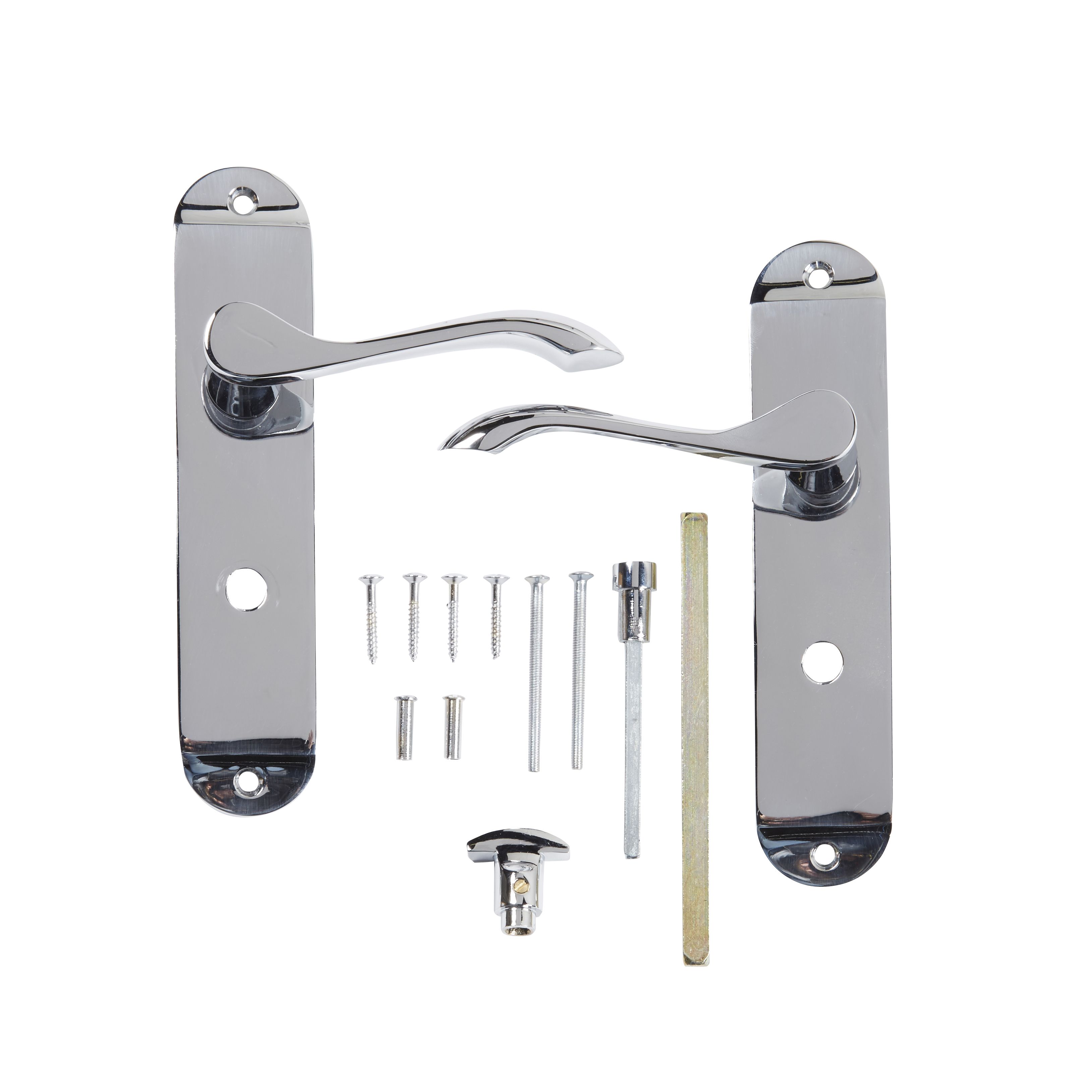 Colours Lyse Polished Chrome effect Brass Scroll Bathroom Door handle (L)112mm