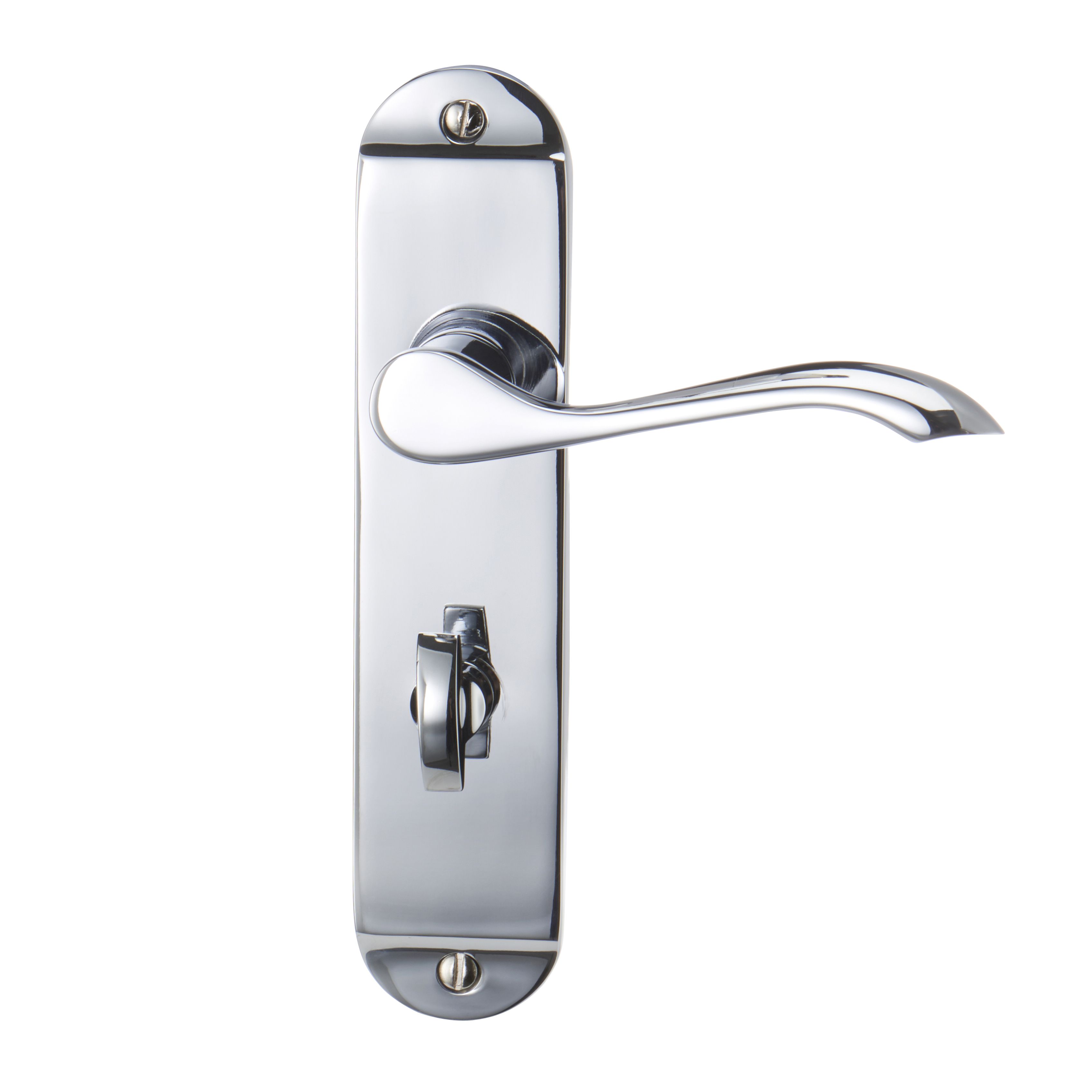 Colours Lyse Polished Chrome effect Brass Scroll Bathroom Door handle (L)112mm