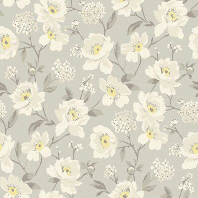 Colours Mandalyn Grey Floral Textured Wallpaper