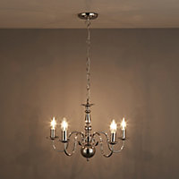 Colours Manning Chandelier Nickel effect 5 Lamp Ceiling light