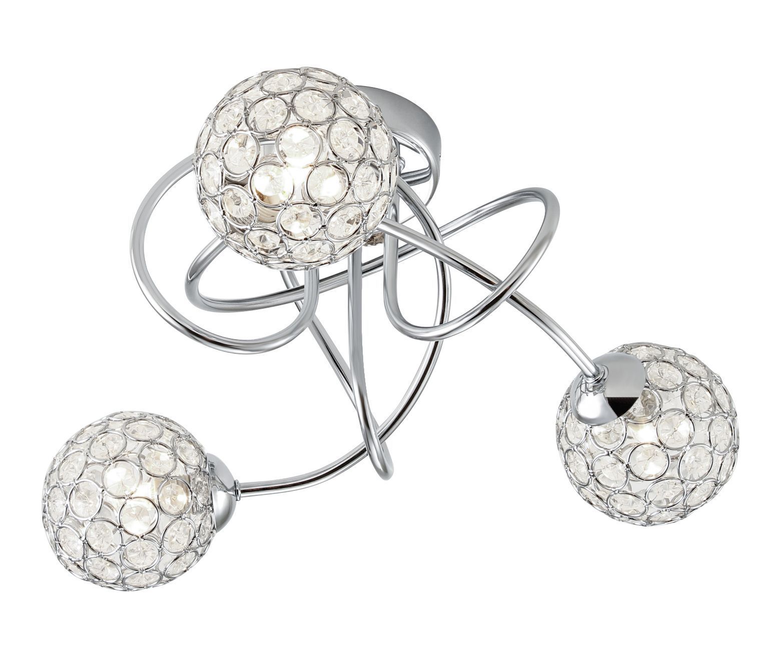 Colours Mantus Brushed Glass & metal Chrome effect 3 Lamp Ceiling light