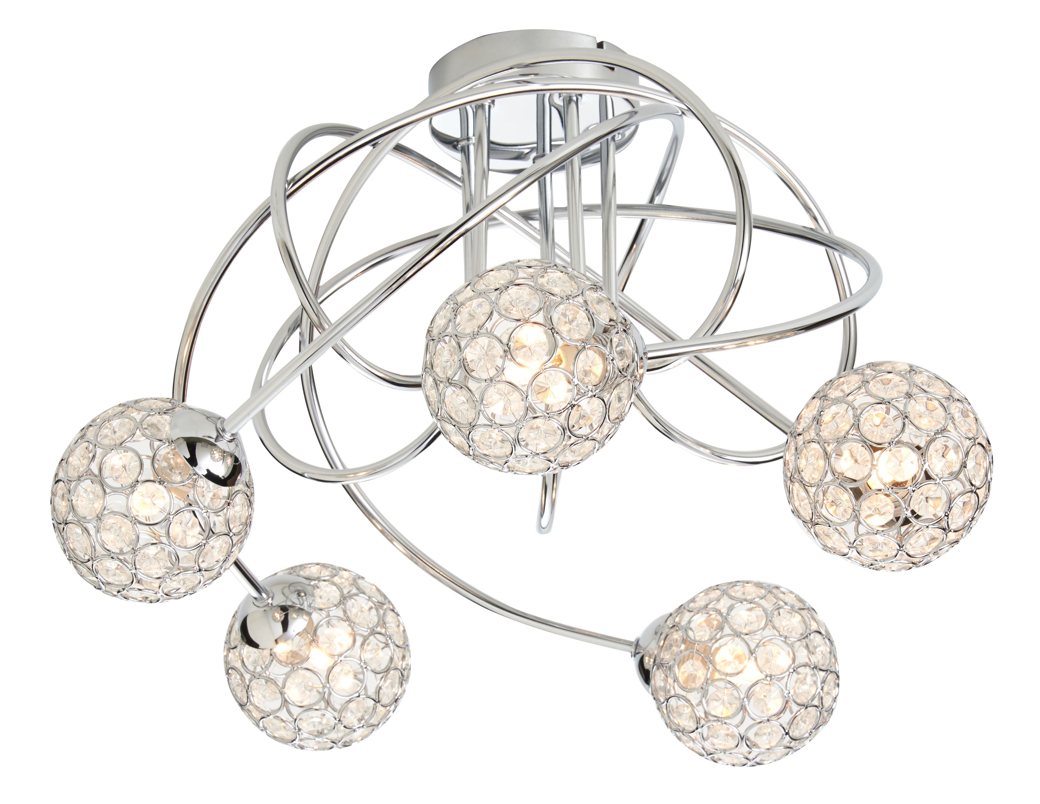 Colours Mantus Brushed Glass & metal Chrome effect 5 Lamp Ceiling light
