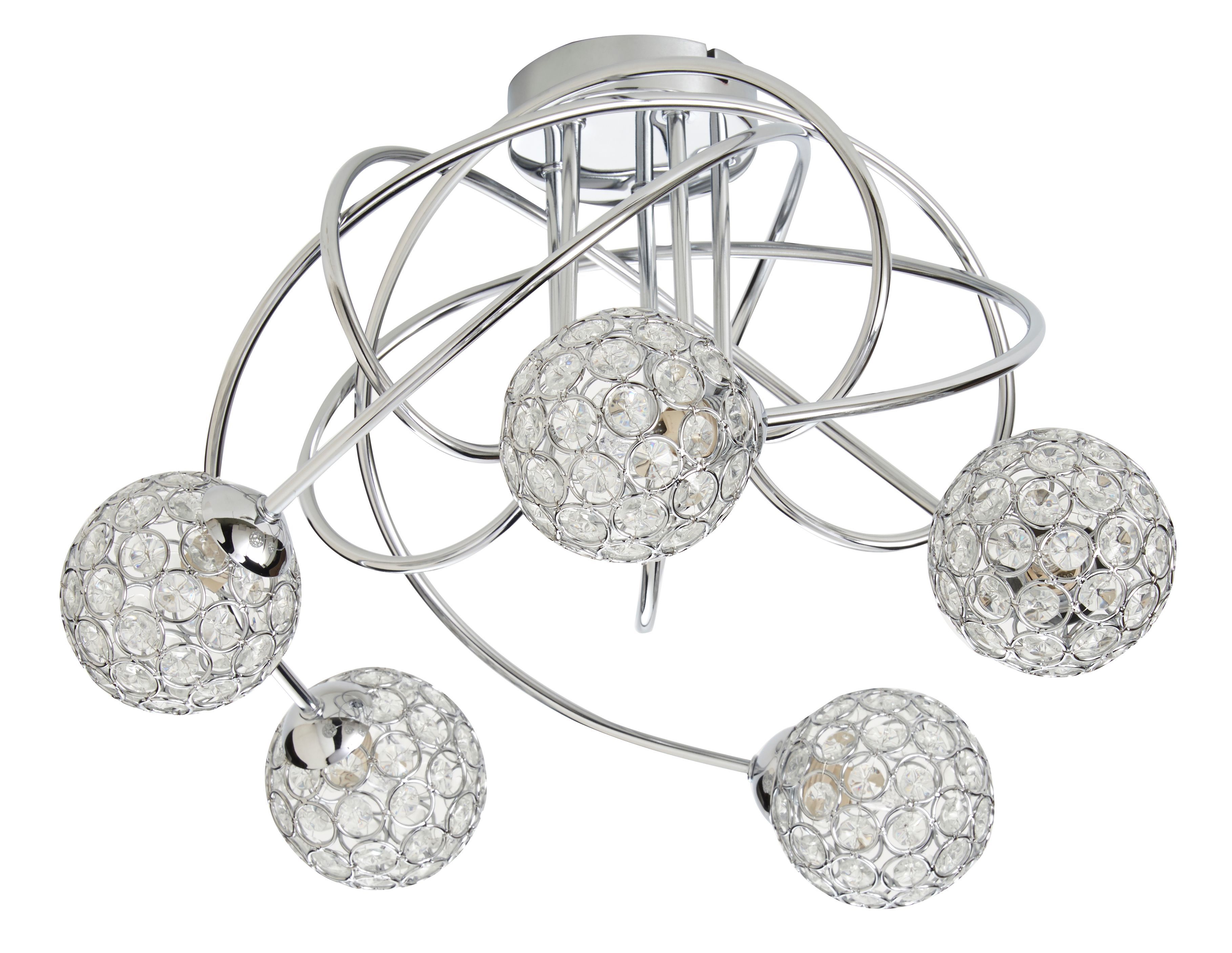 Colours Mantus Brushed Glass & metal Chrome effect 5 Lamp Ceiling light
