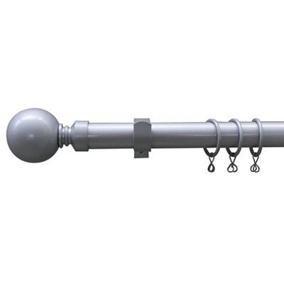 Colours Matt Dark grey Extendable Curtain pole Set, (L)2000mm-3600mm