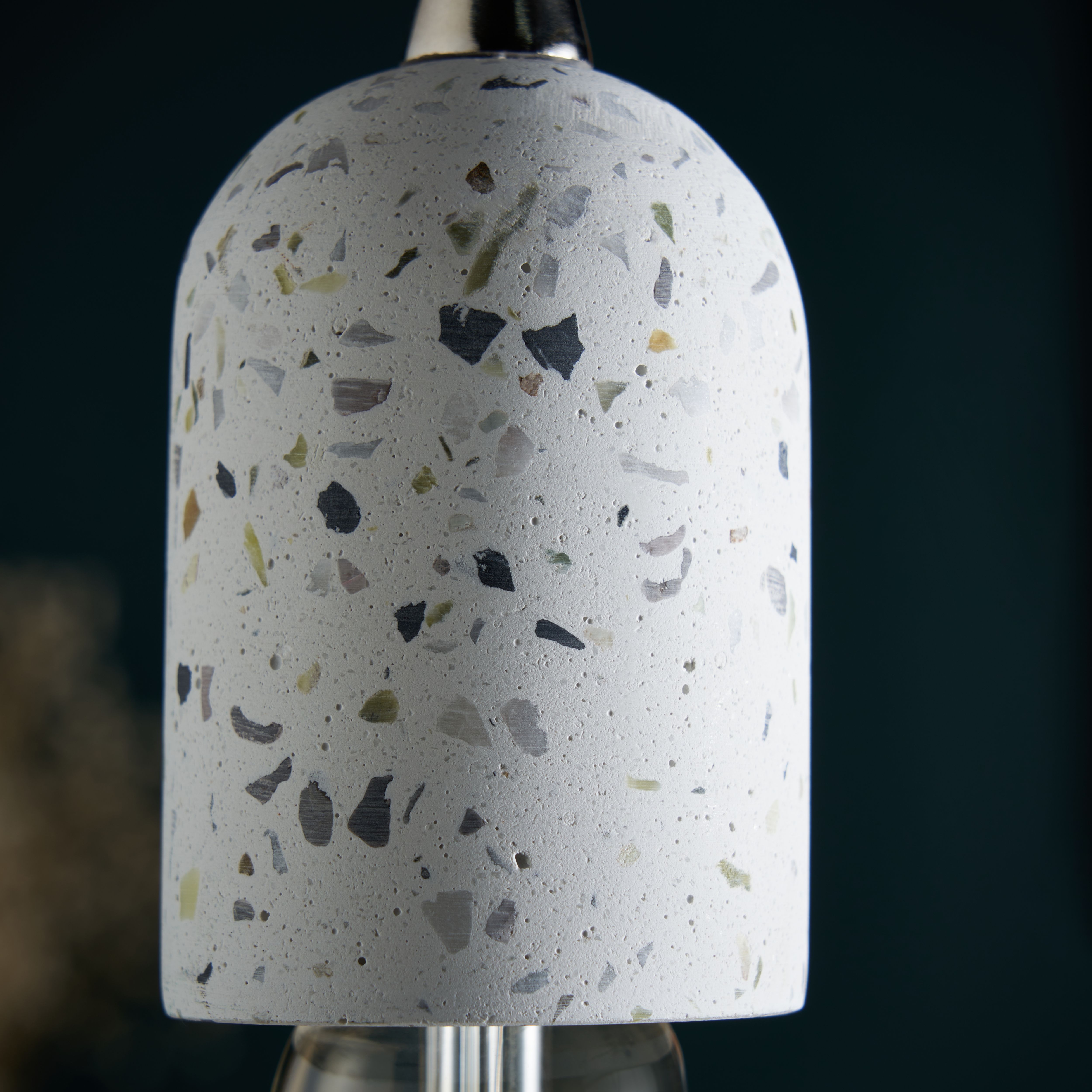 Colours Matt Grey & white Terrazzo effect Pendant ceiling light, (Dia)100mm