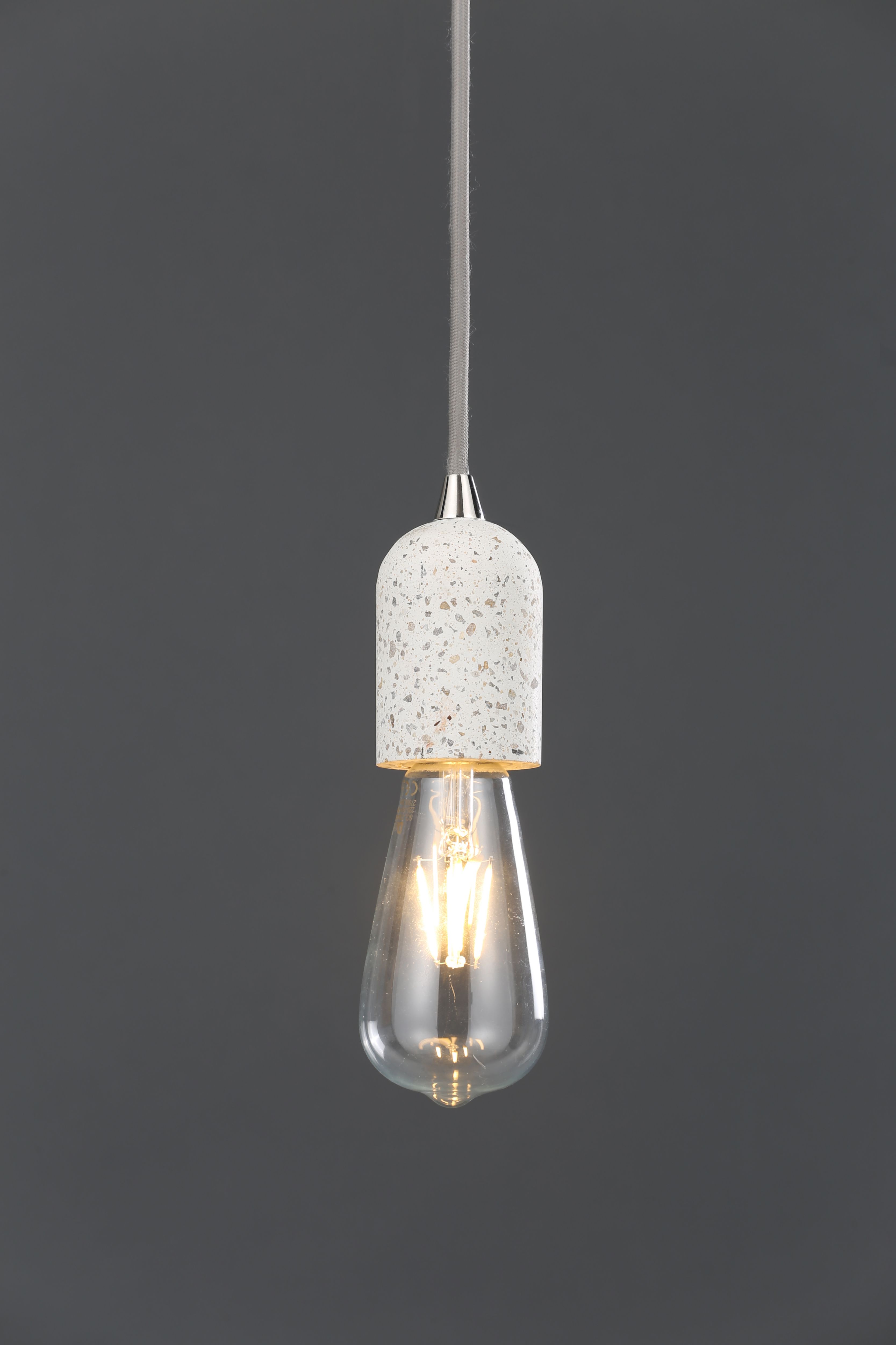 Colours Matt Grey & white Terrazzo effect Pendant ceiling light, (Dia)100mm