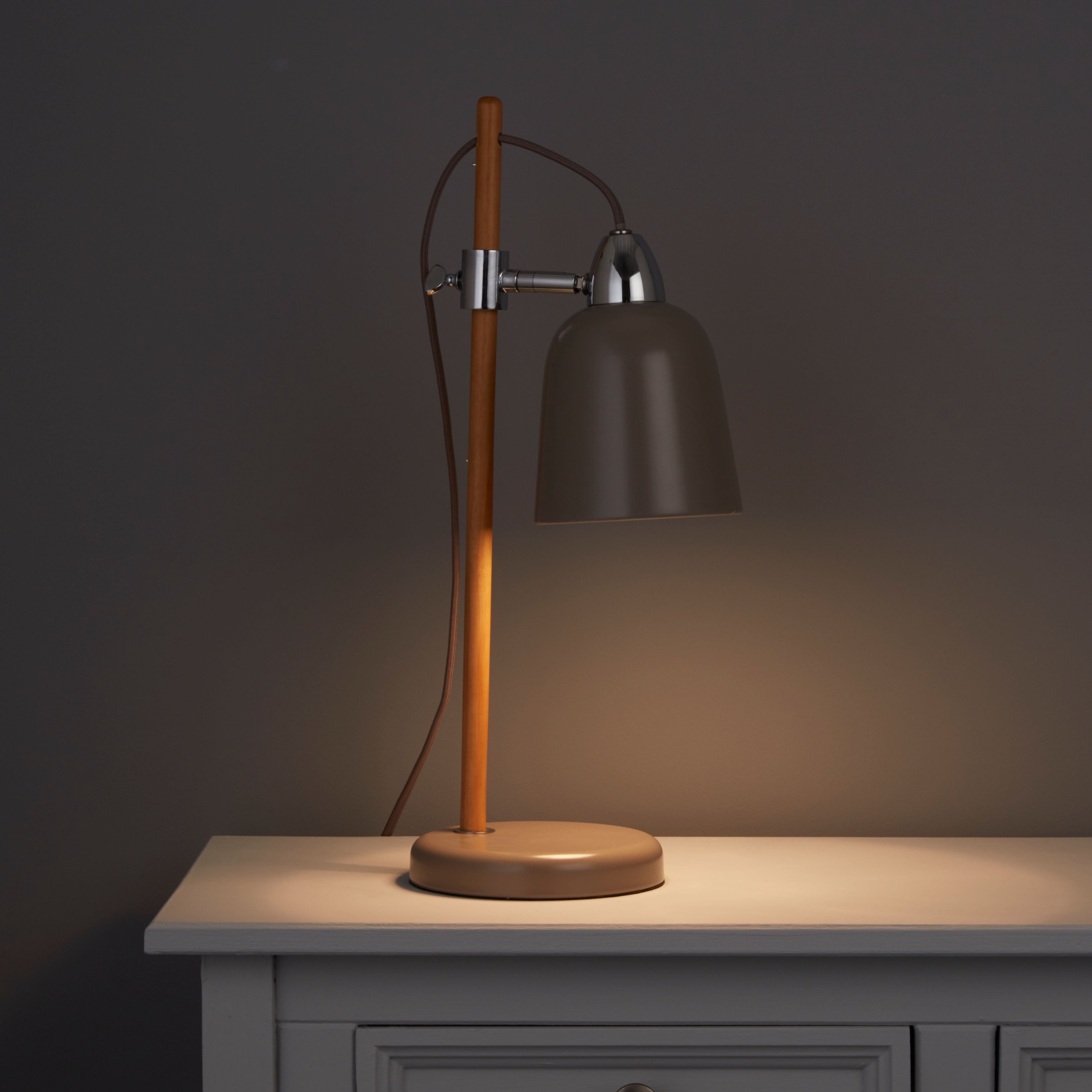 Colours Matt Mocha Oak effect Table lamp