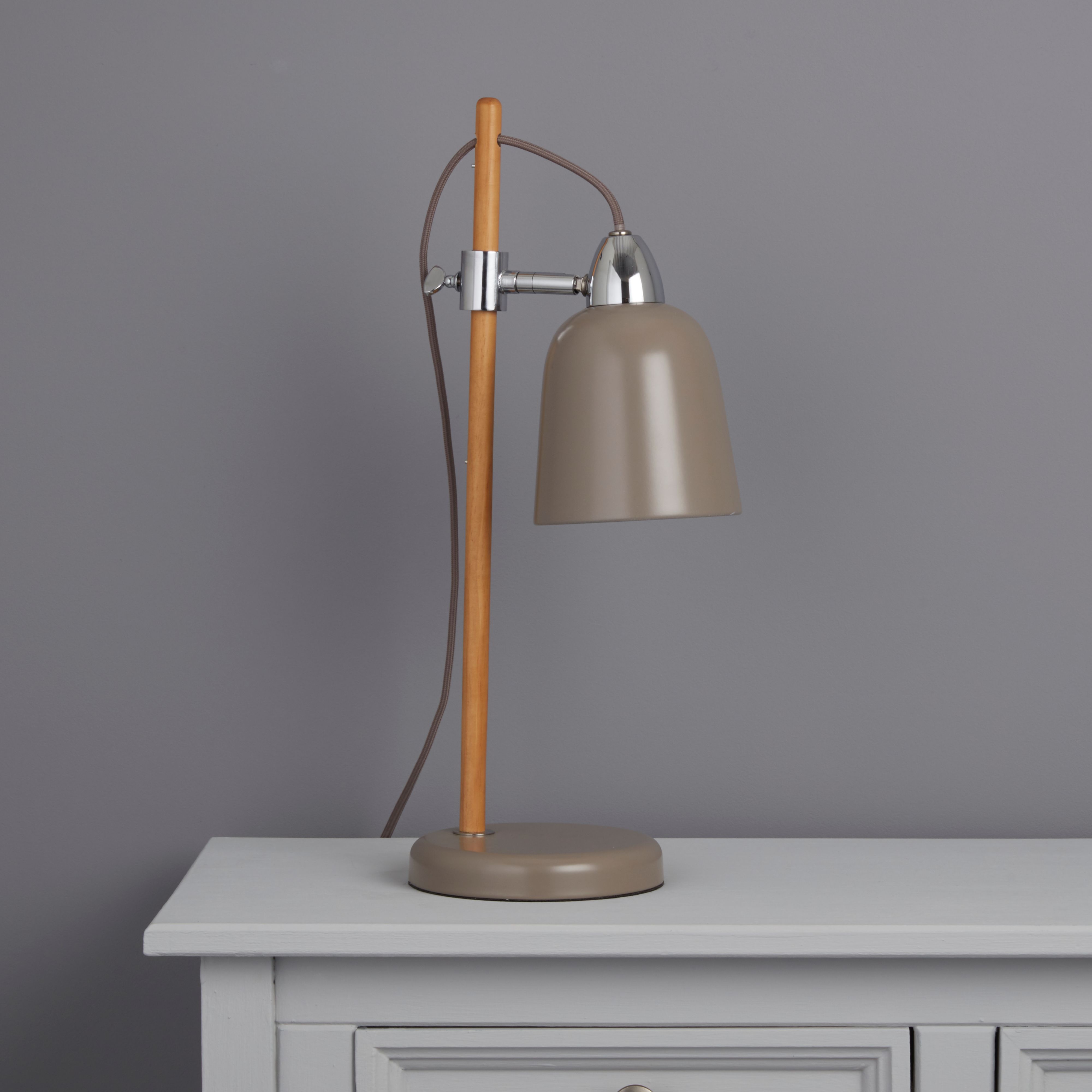 Colours Matt Mocha Oak effect Table lamp