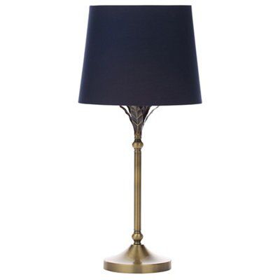 Colours Maya Palm leaf Matt Antique brass effect Table lamp