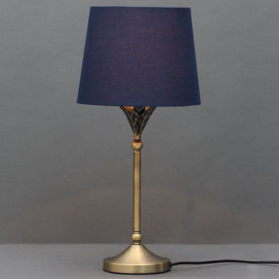 Colours Maya Palm leaf Matt Antique brass effect Table lamp