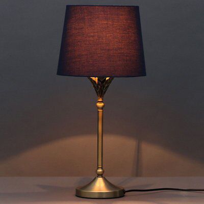 Colours Maya Palm leaf Matt Antique brass effect Table lamp