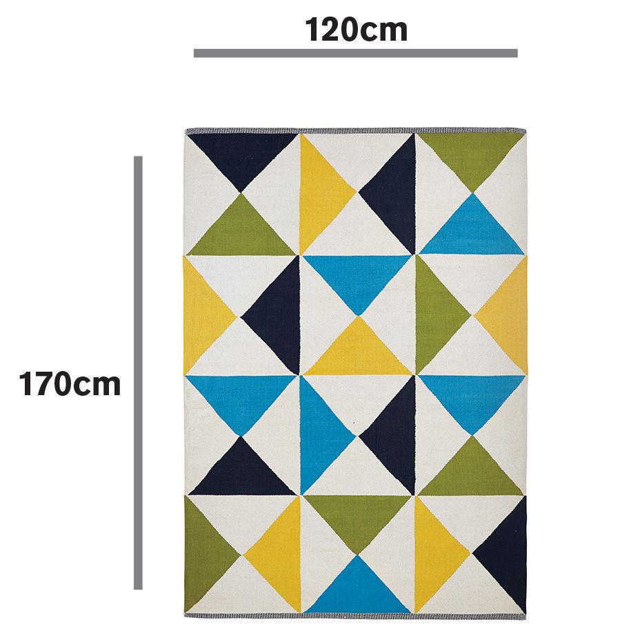 Colours Meghan Blue Triangle Medium Rug, (L)170cm x (W)120cm