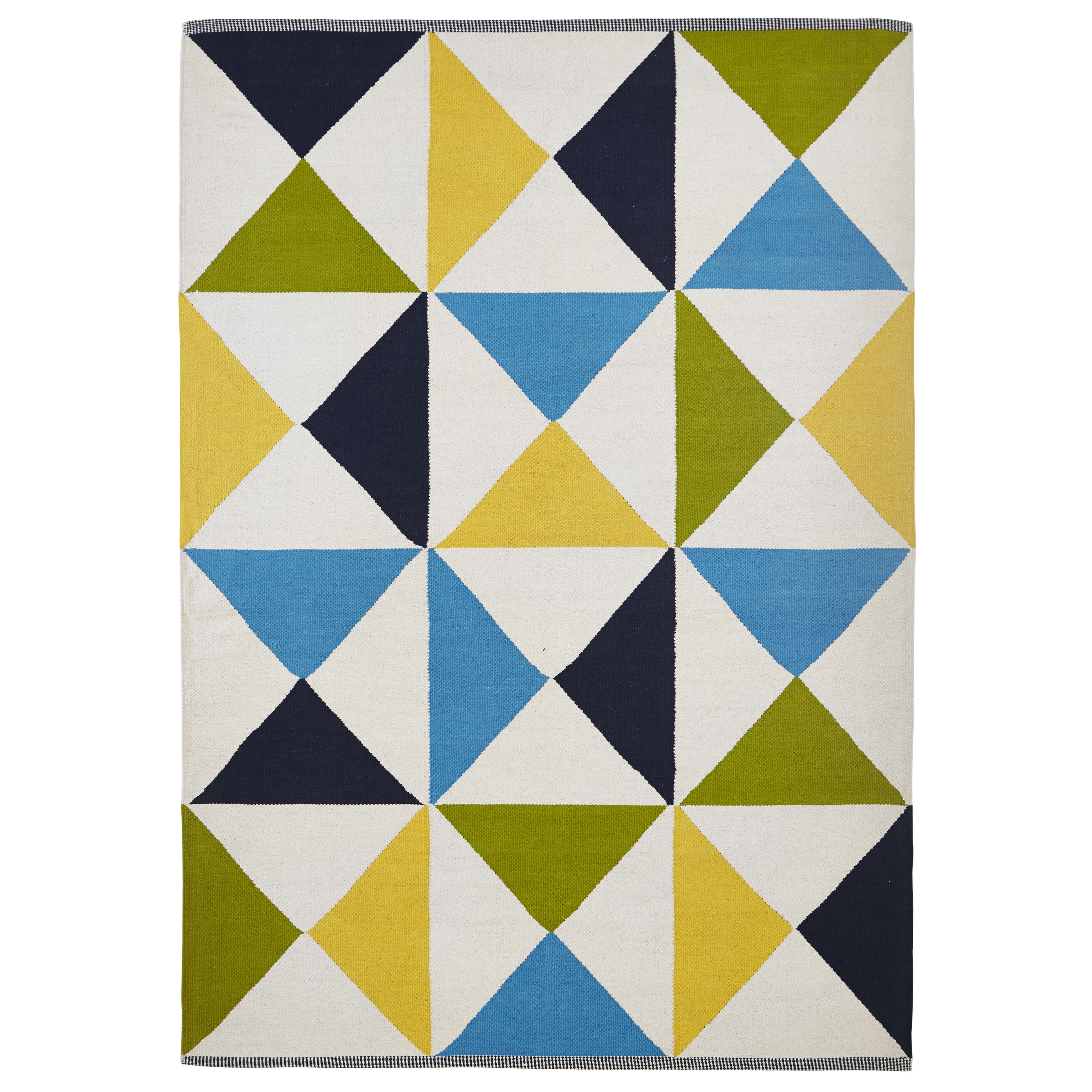 Colours Meghan Blue Triangle Medium Rug, (L)170cm x (W)120cm