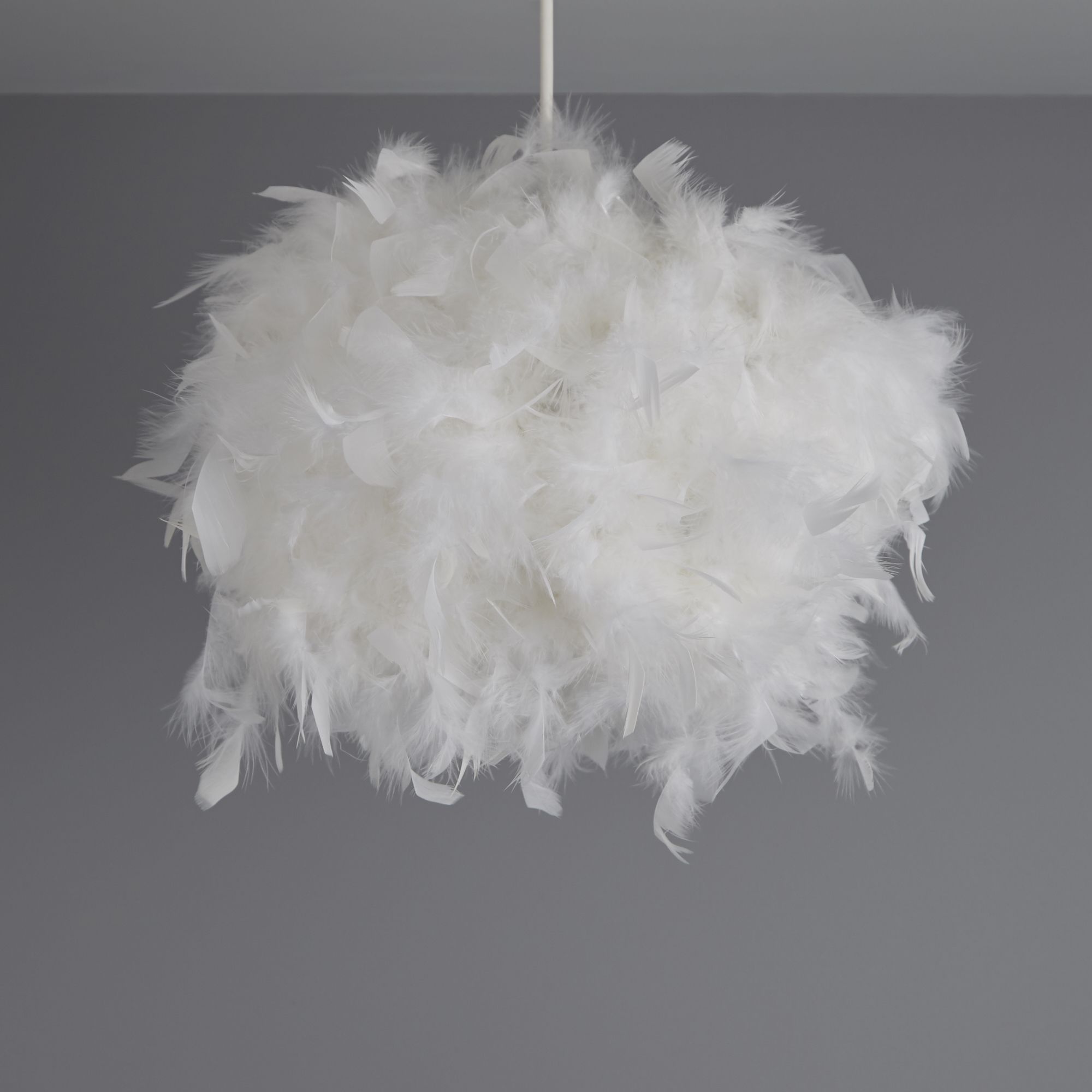 Large White Goose Feather Easy Fit Lamp Shade - Table or Pendant Shade