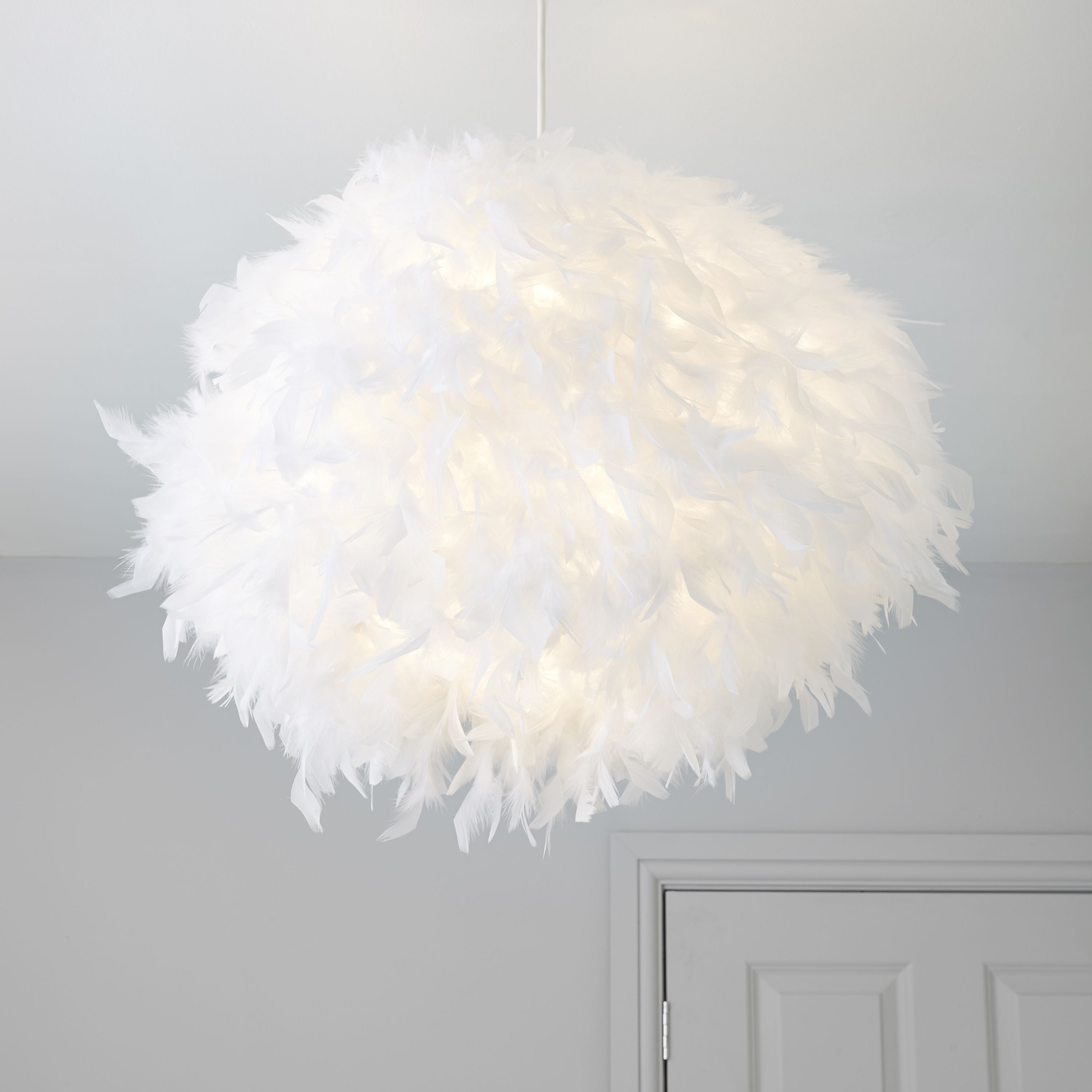 Colours Melito White Feather Ball Light Shade (D)400mm | DIY At B&Q